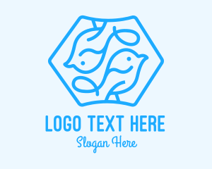 Blue Symmetrical Bird Logo