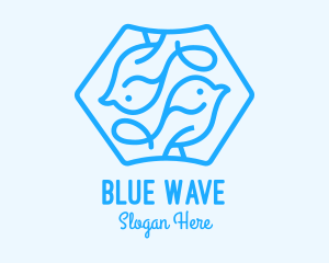 Blue Symmetrical Bird logo