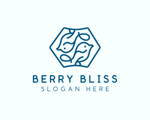 Blue Symmetrical Bird logo design