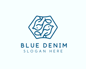 Blue Symmetrical Bird logo design