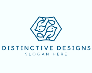 Blue Symmetrical Bird logo design