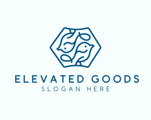 Blue Symmetrical Bird logo design