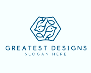 Blue Symmetrical Bird logo design