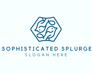 Blue Symmetrical Bird logo design