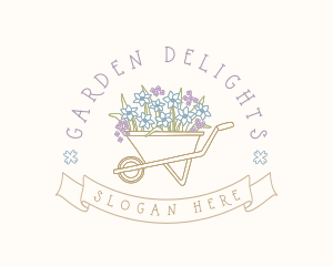 Garden Flower Wheelbarrow logo design