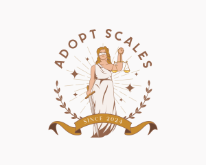 Lady Justice Sword Scale logo design