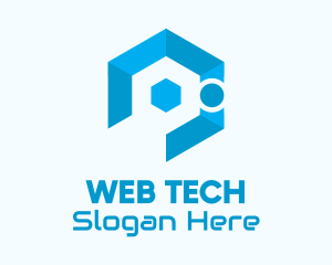 Blue Digital Hexagon Tech  logo design