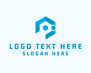 Blue Digital Hexagon Tech  logo