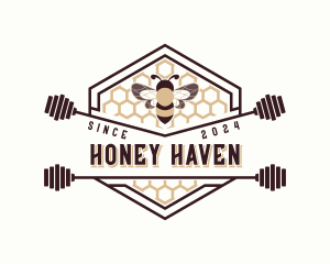 Bee Honeycomb Hexagon logo design