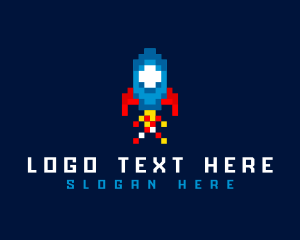 Rocket Spaceship Pixelated logo