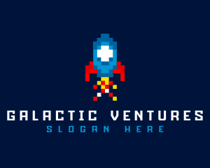 Rocket Spaceship Pixelated logo