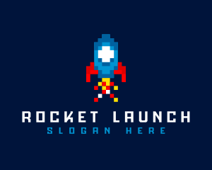 Rocket Spaceship Pixelated logo