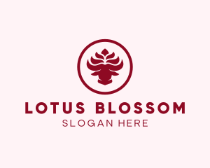 Bull Lotus Flower logo design