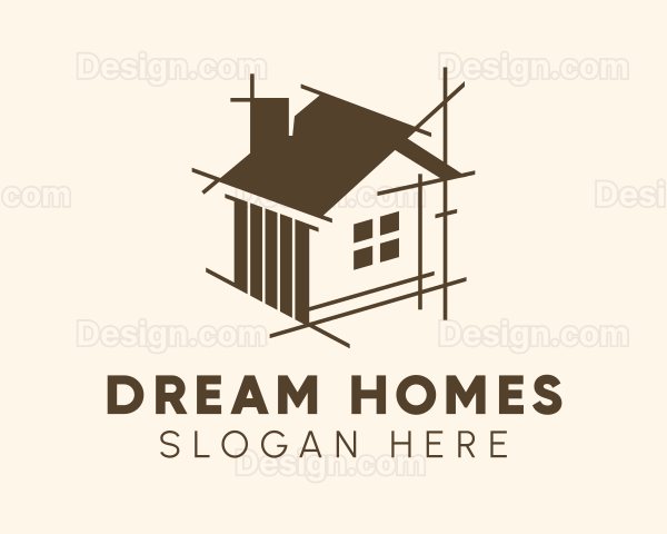 Residential House Construction Blueprint Logo