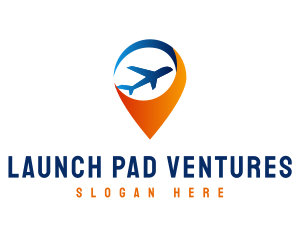 Pin Airplane Travel logo design