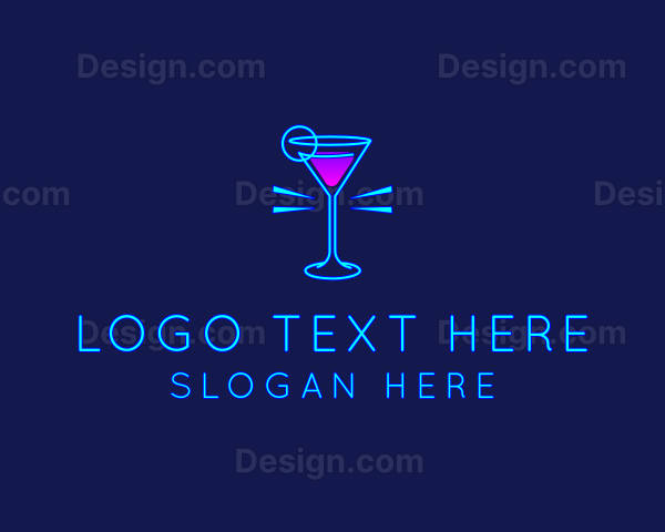 Neon Cocktail Drink Logo