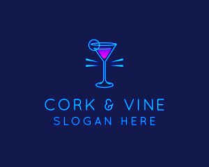 Neon Cocktail Drink logo design