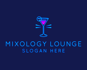 Neon Cocktail Drink logo design