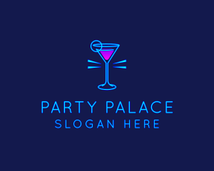 Neon Cocktail Drink logo design