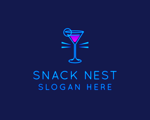 Neon Cocktail Drink logo design