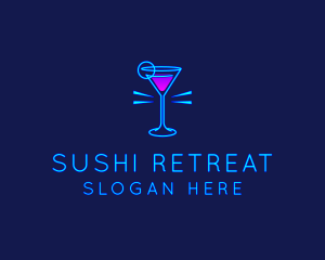 Neon Cocktail Drink logo design