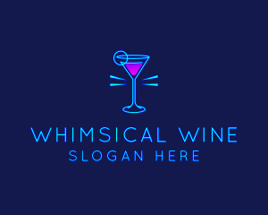 Neon Cocktail Drink logo design