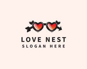 Heart Love Eyeglasses logo design