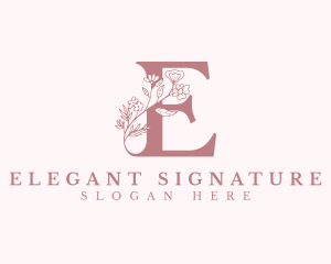 Elegant Floral Letter E logo design