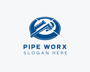 Pipe Wrench Plumber logo design