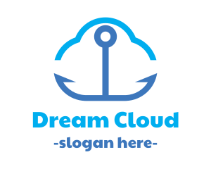 Blue Anchor Cloud logo design