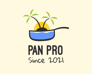 Frying Pan Tropical Sunset logo design