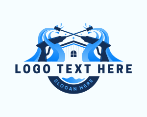 Pressure Washer House Cleaning logo design