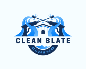 Pressure Washer Home Cleaning logo design