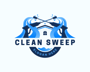 Pressure Washer Home Cleaning logo design