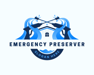 Pressure Washer Home Cleaning logo design