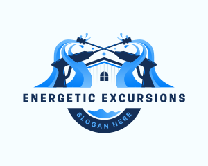 Pressure Washer Home Cleaning logo design