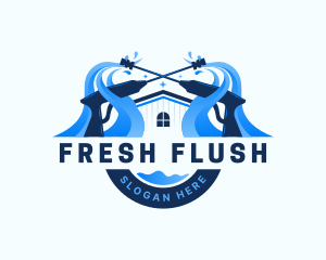 Pressure Washer Home Cleaning logo design