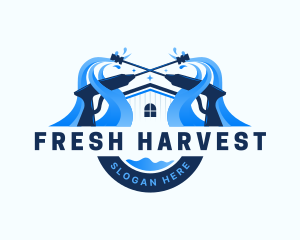 Pressure Washer Home Cleaning logo design