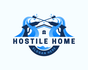 Pressure Washer Home Cleaning logo design