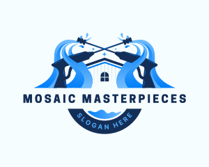 Pressure Washer Home Cleaning logo design