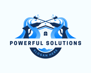 Pressure Washer Home Cleaning logo design