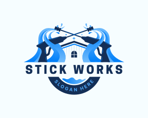 Pressure Washer Home Cleaning logo design