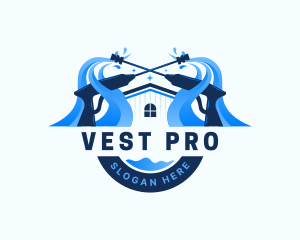 Pressure Washer Home Cleaning logo design