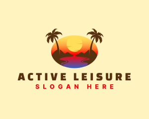 Tropical Beach Sunset logo design