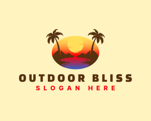 Tropical Beach Sunset logo design