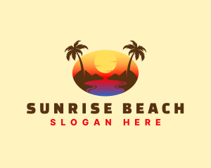 Tropical Beach Sunset logo design