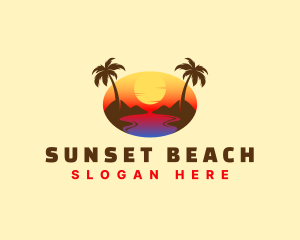 Tropical Beach Sunset logo design