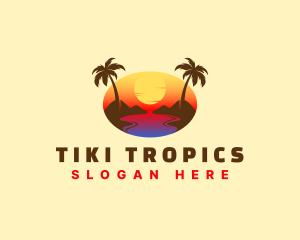 Tropical Beach Sunset logo design