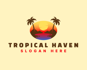 Tropical Beach Sunset logo design