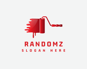 3D Red Paint Roller logo